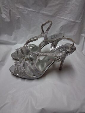 I. Miller Silver Glitter Strappy High Heel Sandals - Women